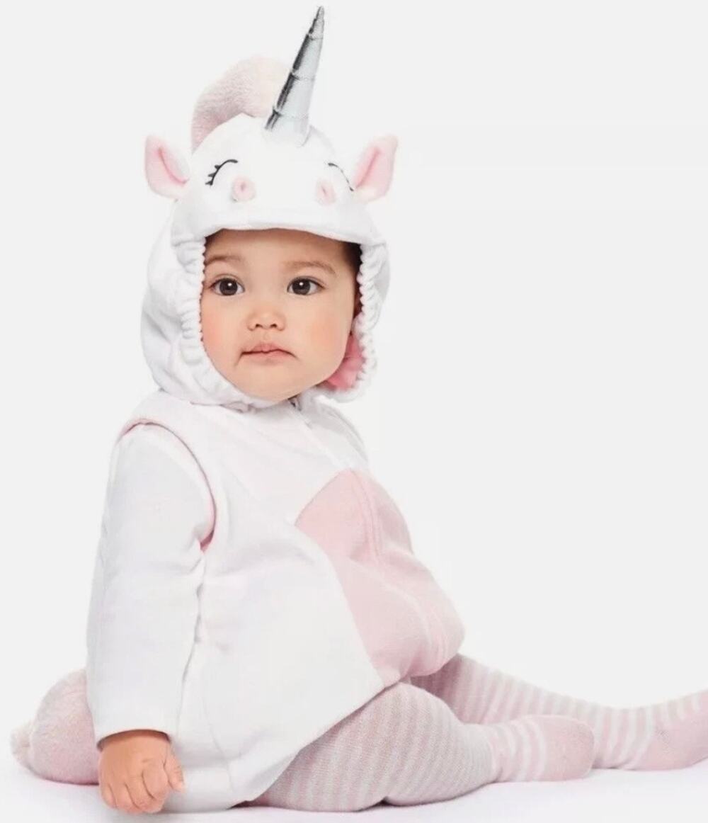 Carters Unicorn One Piece Baby Girl Costume White Pink 24M Plush